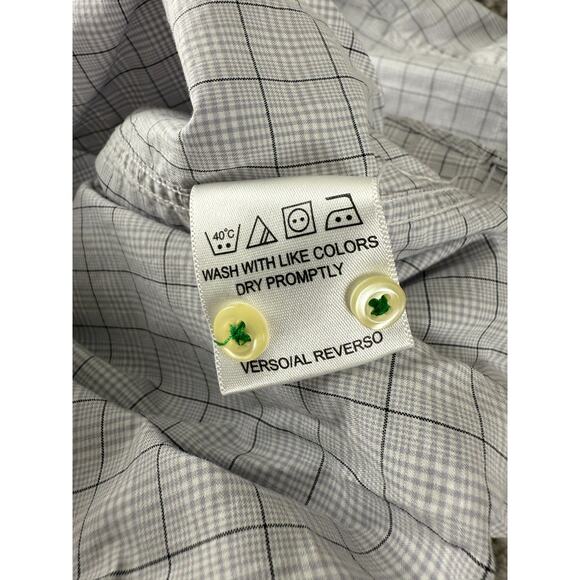Tommy Hilfiger Size L 16.5 36-37 Checker Button Casual Shirt Gray Long Sleeve - Picture 7 of 9